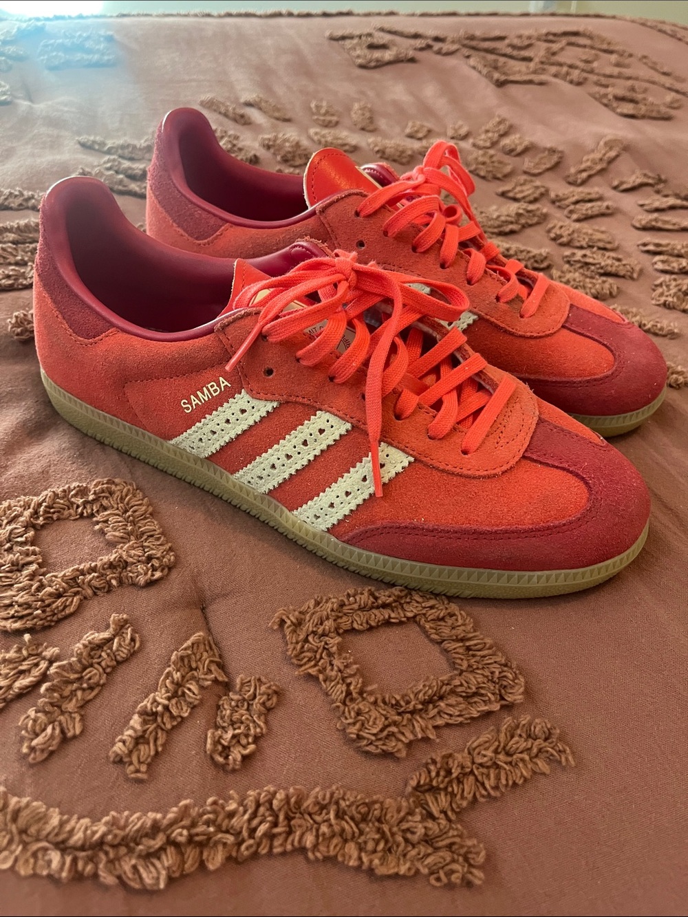 ADIDAS Samba Suede Lace Mini Hearts Sneakers in Red and White